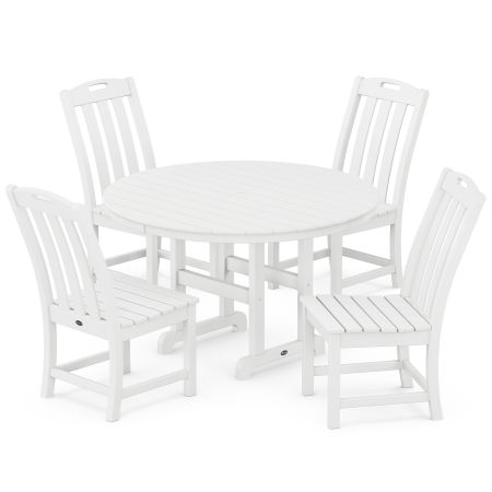 Yacht Club 5-Piece Round Side Chair Dining Set in Classic White