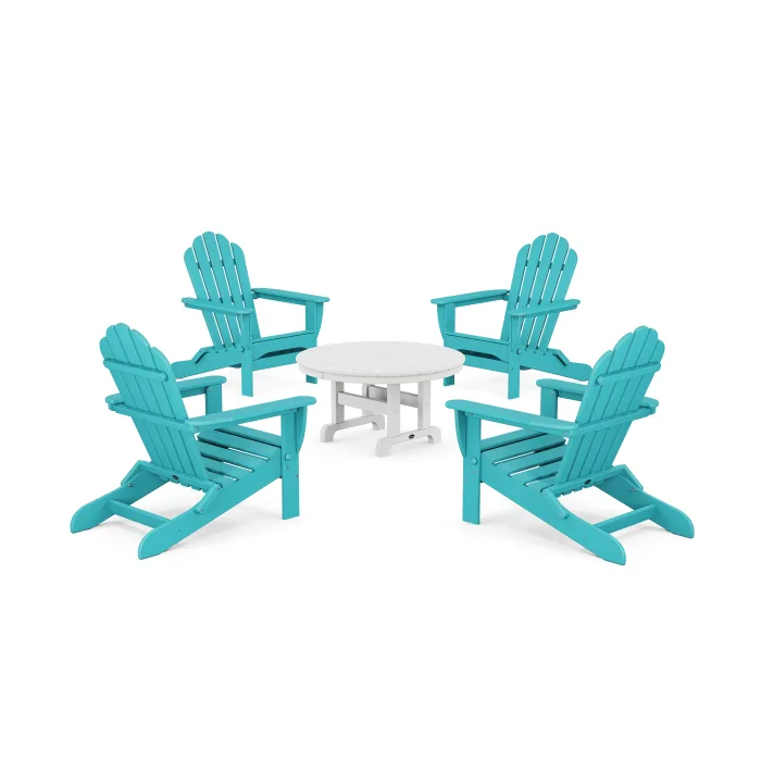 POLYWOOD 5-Piece Monterey Bay Folding Adirondack Chair Conversation Group