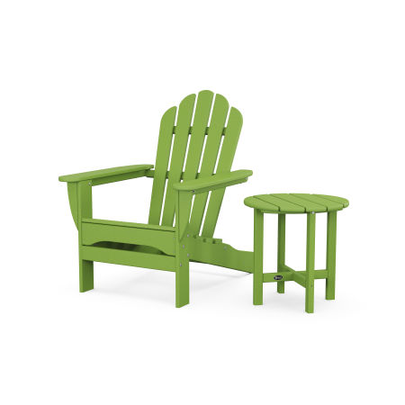 POLYWOOD Monterey Bay Adirondack Chair with Side Table in Lime