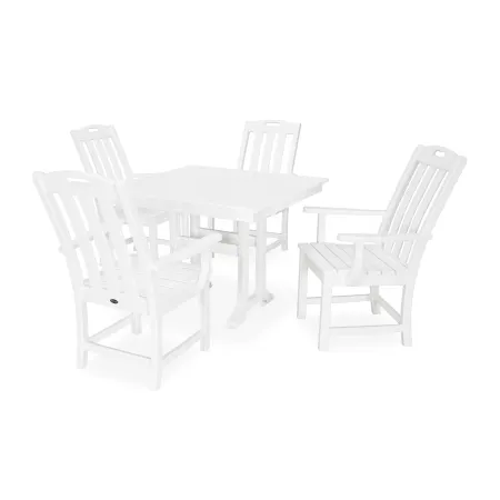 Trex Outdoor Furniture Yacht Club 5-Piece Farmhouse Arm Chair Dining Set in Classic White