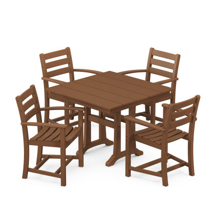 POLYWOOD Monterey Bay 5-Piece Farmhouse Trestle Arm Chair Dining Set in Tree House