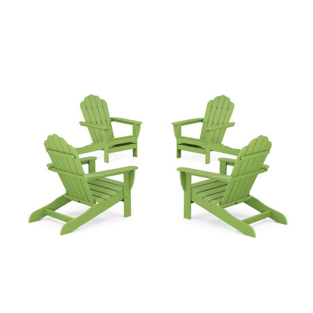 POLYWOOD 4-Piece Monterey Bay Oversized Adirondack Chair Conversation Set in Lime