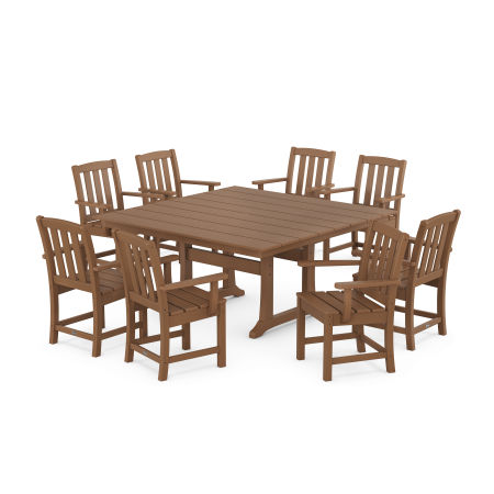 POLYWOOD Cape Cod 9-Piece Square Farmhouse Dining Set with Trestle Legs in Tree House