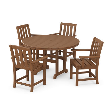 POLYWOOD Cape Cod 5-Piece Round Farmhouse Dining Set in Tree House