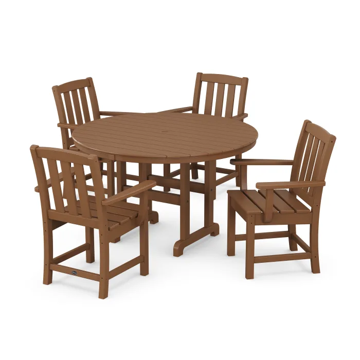 POLYWOOD Cape Cod 5-Piece Round Farmhouse Dining Set