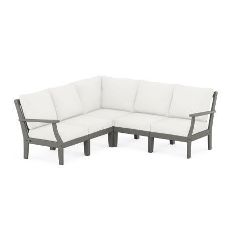 POLYWOOD Yacht Club Modular 5-Piece Deep Seating Set in Stepping Stone / Natural Linen