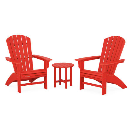 Trex Outdoor Furniture Yacht Club 3-Piece Curveback Adirondack Set in Sunset Red