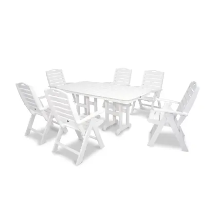 Trex Outdoor Furniture Yacht Club Highback 7-Piece Dining Set in Classic White