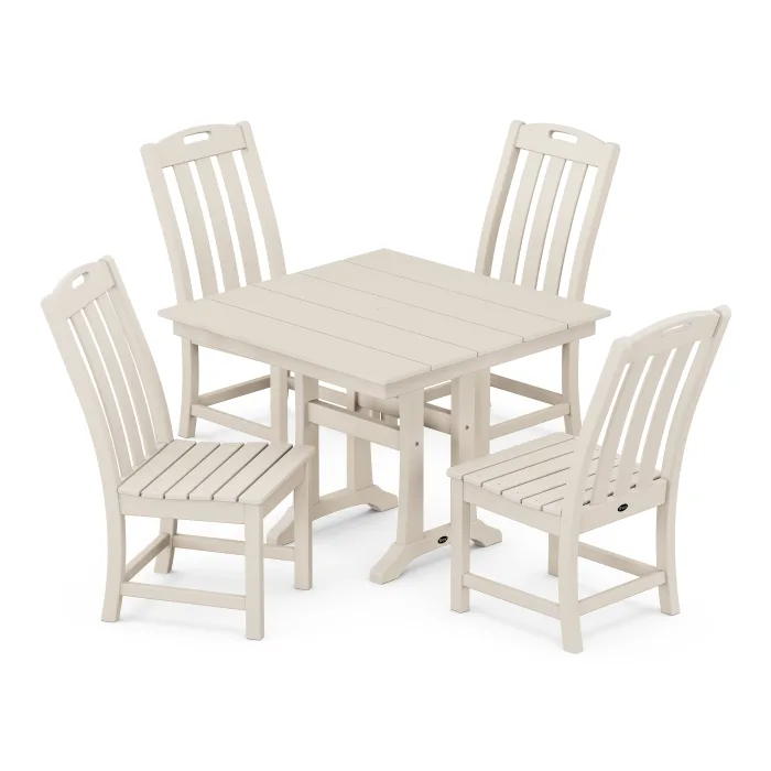 POLYWOOD Yacht Club 5-Piece Farmhouse Trestle Side Chair Dining Set