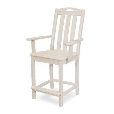 Trex Outdoor Furniture Yacht Club Counter Arm Chair in Sand Castle