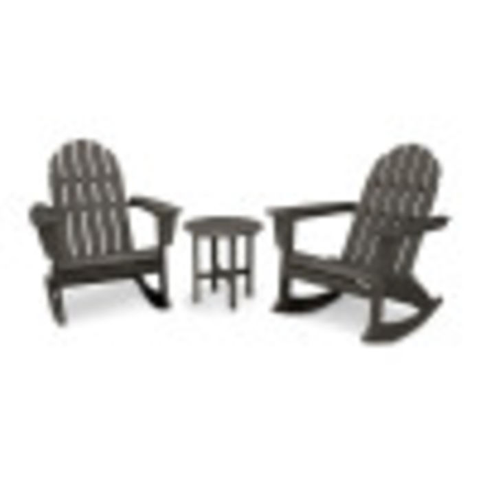 Vineyard 3-Piece Adirondack Rocking Chair Set in Vintage Finish
