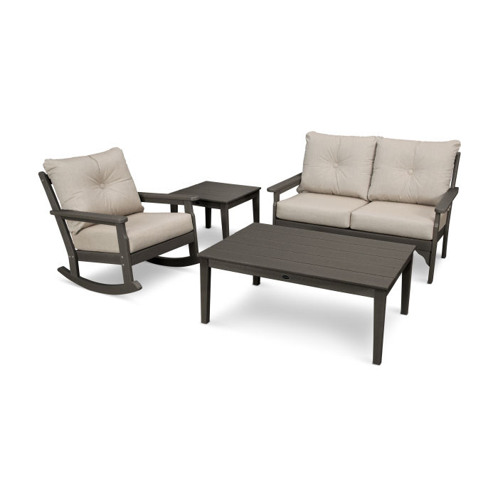 Vineyard 4-Piece Deep Seating Rocking Chair Set in Vintage Finish