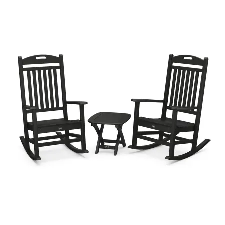 Trex Outdoor Furniture Yacht Club 3-Piece Rocker Set in Charcoal Black