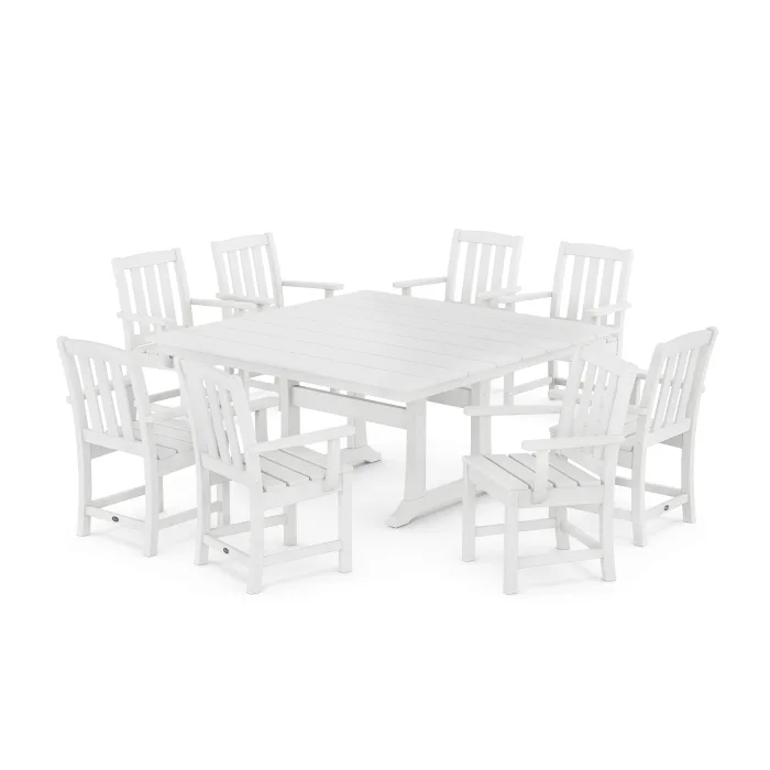 POLYWOOD Cape Cod 9-Piece Square Farmhouse Dining Set with Trestle Legs