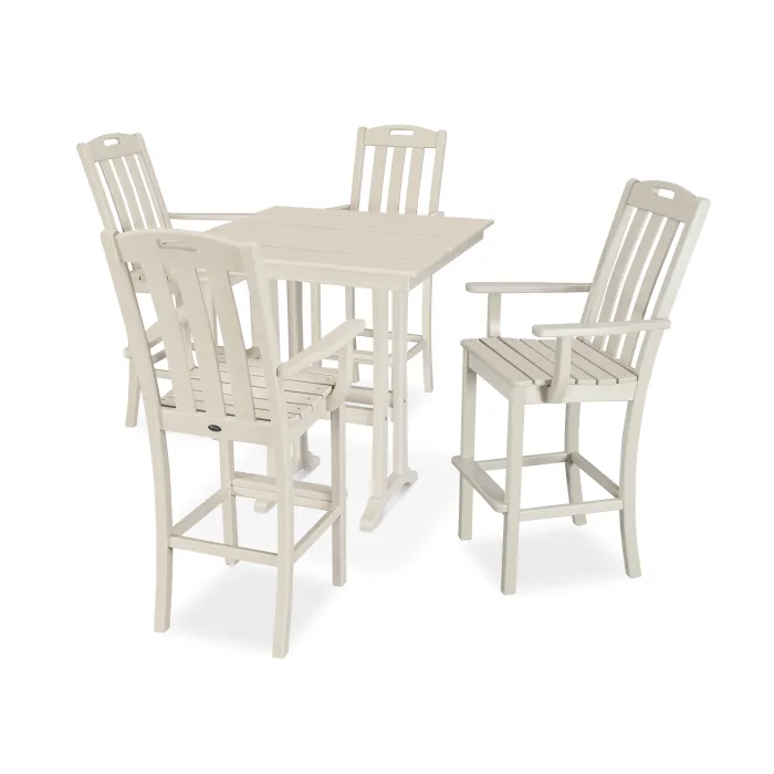 Trex Outdoor Furniture Yacht Club 5-Piece Farmhouse Trestle Arm Chair Bar Set