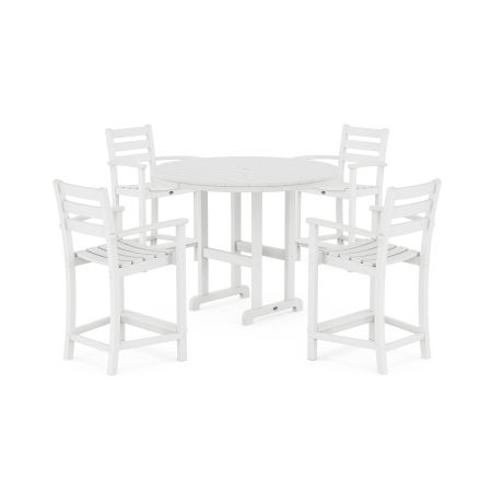 POLYWOOD Monterey Bay 5-Piece Arm Chair Counter Set in Classic White
