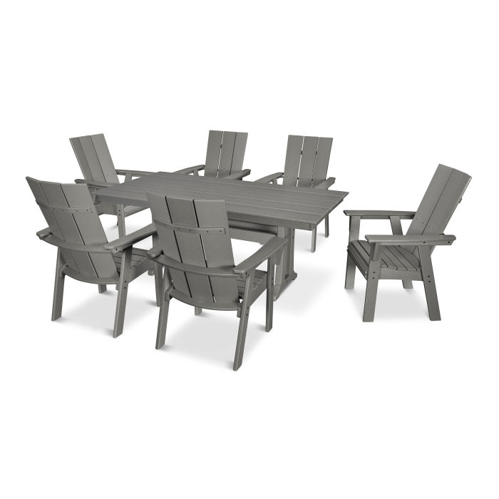 Modern Curveback Adirondack 7-Piece Farmhouse Trestle Dining Set