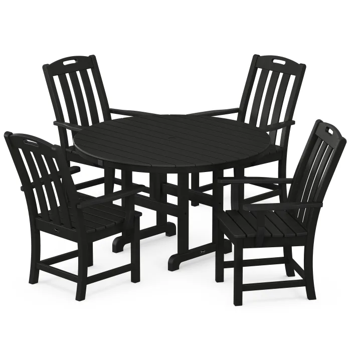 POLYWOOD Yacht Club 5-Piece Round Arm Chair Dining Set