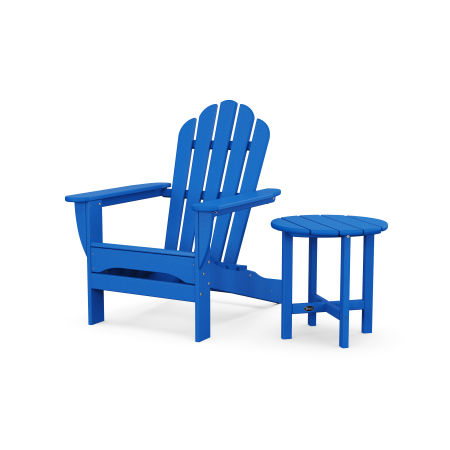 POLYWOOD Monterey Bay Adirondack Chair with Side Table in Pacific Blue