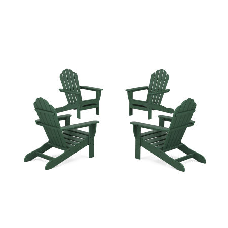 POLYWOOD 4-Piece Monterey Bay Adirondack Chair Conversation Set in Rainforest Canopy