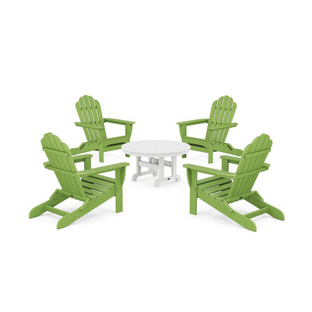 POLYWOOD 5-Piece Monterey Bay Folding Adirondack Chair Conversation Group in Lime