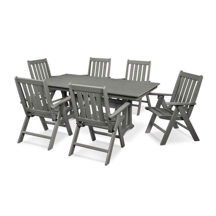 Vineyard 7-Piece Farmhouse Trestle Folding Dining Set