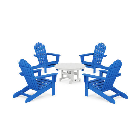 POLYWOOD 5-Piece Monterey Bay Adirondack Chair Conversation Group in Pacific Blue