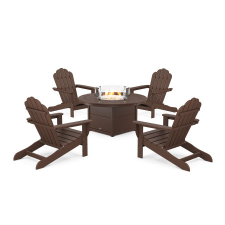 POLYWOOD 5-Piece Monterey Bay Oversized Adirondack Conversation Set with Fire Pit Table in Vintage Lantern