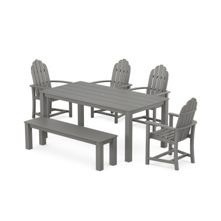 POLYWOOD Cape Cod Adirondack 6-Piece Parsons Dining Set with Bench in Stepping Stone