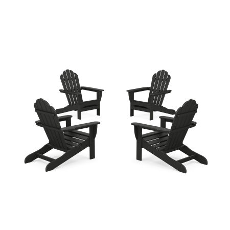 POLYWOOD 4-Piece Monterey Bay Adirondack Chair Conversation Set in Charcoal Black