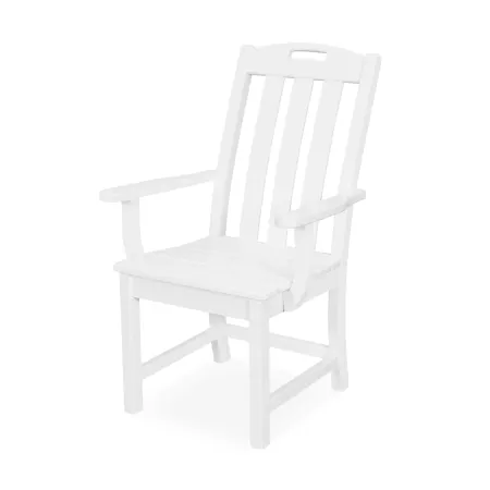 Trex Outdoor Furniture Yacht Club Dining Arm Chair in Classic White