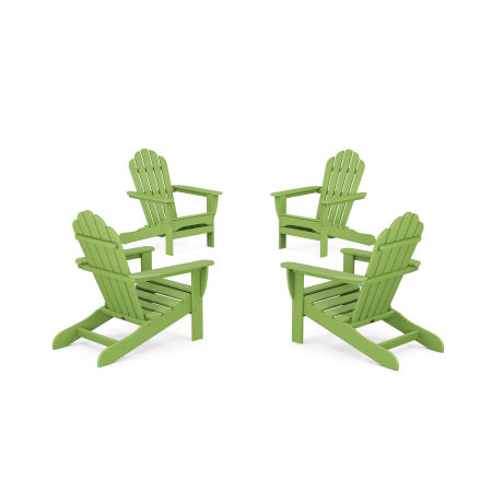 POLYWOOD 4-Piece Monterey Bay Adirondack Chair Conversation Set in Lime