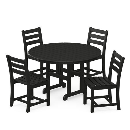 POLYWOOD Monterey Bay 5-Piece Round Side Chair Dining Set in Charcoal Black