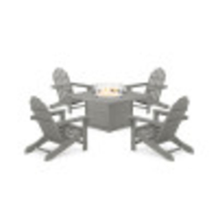 POLYWOOD Cape Cod Adirondack 5-Piece Set with Yacht Club Fire Pit Table