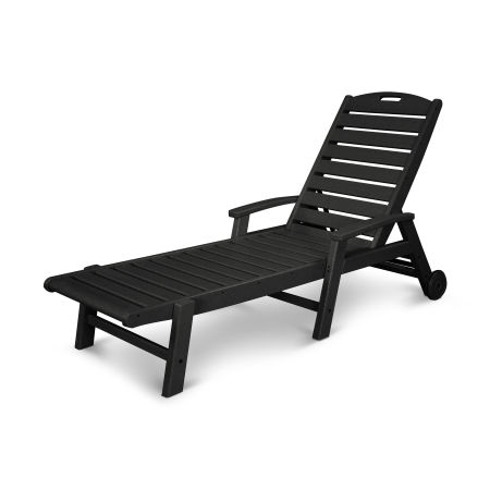 Yacht Club Wheeled Chaise in Charcoal Black
