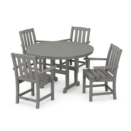 POLYWOOD Cape Cod 5-Piece Round Farmhouse Dining Set in Stepping Stone