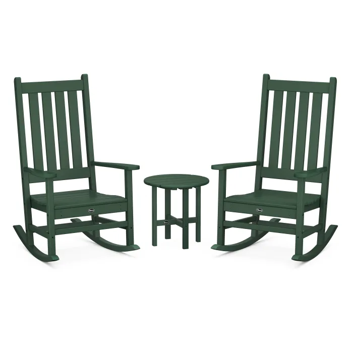 POLYWOOD Cape Cod 3-Piece Porch Rocking Chair Set with Cape Cod Round 18