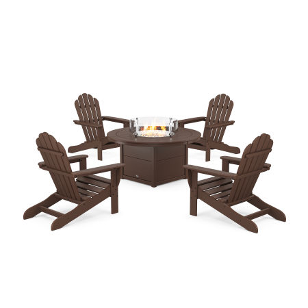 POLYWOOD 5-Piece Monterey Bay Adirondack Conversation Set with Fire Pit Table in Vintage Lantern