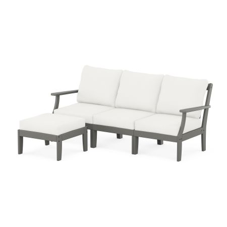 Yacht Club Modular 4-Piece Deep Seating Set with Ottoman in Stepping Stone / Natural Linen