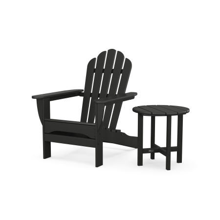 POLYWOOD Monterey Bay Adirondack Chair with Side Table in Charcoal Black