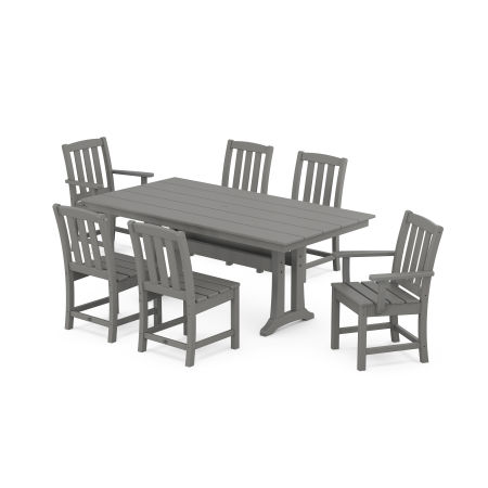 POLYWOOD Cape Cod 7-Piece Farmhouse Dining Set with Trestle Legs in Stepping Stone