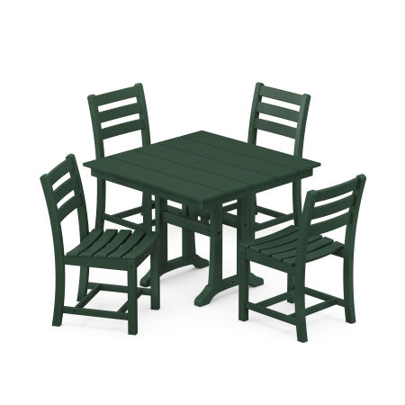 POLYWOOD Monterey Bay 5-Piece Farmhouse Trestle Side Chair Dining Set in Rainforest Canopy