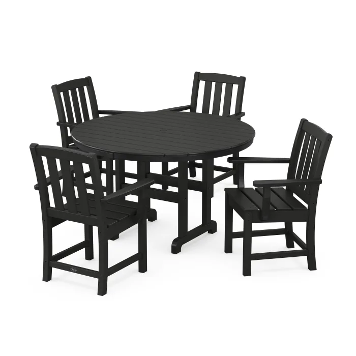 POLYWOOD Cape Cod 5-Piece Round Farmhouse Dining Set
