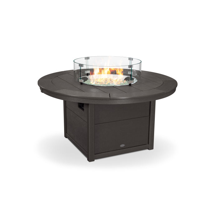Round 48" Fire Pit Table in Vintage Finish