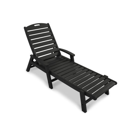 Trex Outdoor Furniture Yacht Club Chaise with Arms - Stackable in Charcoal Black