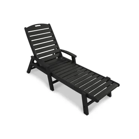 Trex Outdoor Furniture Yacht Club Chaise with Arms - Stackable in Charcoal Black