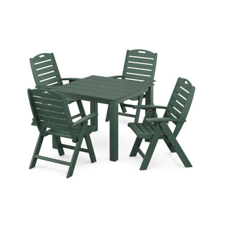 POLYWOOD Yacht Club Highback Chair 5-Piece Parsons Dining Set in Rainforest Canopy