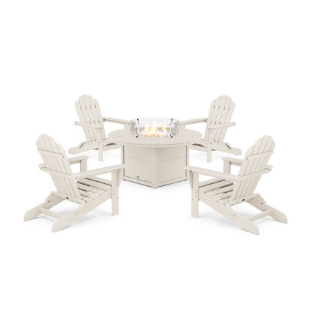 Trex Outdoor Furniture 5-Piece Monterey Bay Folding Adirondack Conversation Set with Fire Pit Table