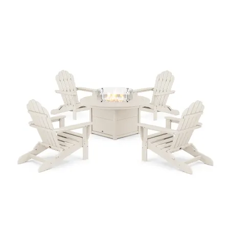 Trex Outdoor Furniture 5-Piece Monterey Bay Folding Adirondack Conversation Set with Fire Pit Table