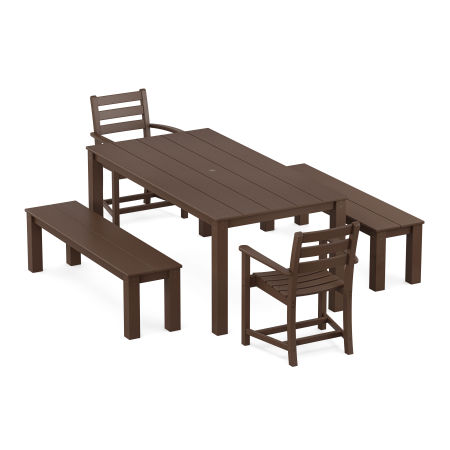 POLYWOOD Monterey Bay 5-Piece Parsons Dining Set with Benches in Vintage Lantern